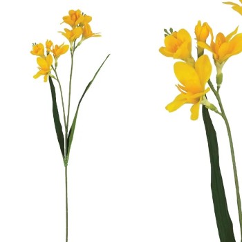 ΚΛΑΔΙ ΦΡΕΖΙΑ ΚΙΤΡΙΝΟ REAL TOUCH  ΜΕ 2 ΚΛΑΔΙΑ ~ 5 ΛΟΥΛΟΥΔΙΑ - Y65cm 36/432ΚΙΒ