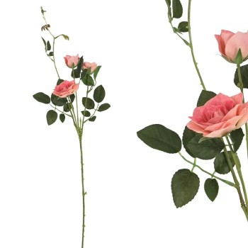 ΚΛΑΔΙ ΤΡΙΑΝΤΑΦΥΛΛΟ ΡΟΖ REAL TOUCH ΜΕ 5 ΣΤΕΛΕΧΗ ~ 3 ΛΟΥΛΟΥΔΙΑ - Υ75cm 24/240ΚΙΒ