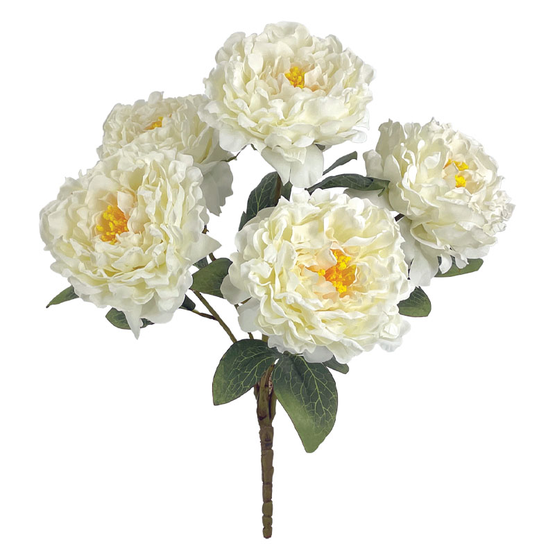 ΛΕΥΚΟ ΠΑΣΤΕΛ ΜΠΟΥΚΕΤΟ ΠΑΙΩΝΙΑ (5 ΑΝΘΗ) - Υ61cm 12/48ΚΙΒ