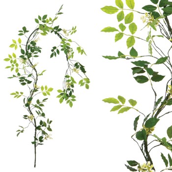 ΓΙΡΛΑΝΤΑ ΚΛΑΡΑ ΜΕ ΠΡΑΣΙΝΑ ΦΥΛΛΑ & ΛΕΥΚΑ ΑΝΘΑΚΙΑ - Υ240cm 160/ΚΙΒ