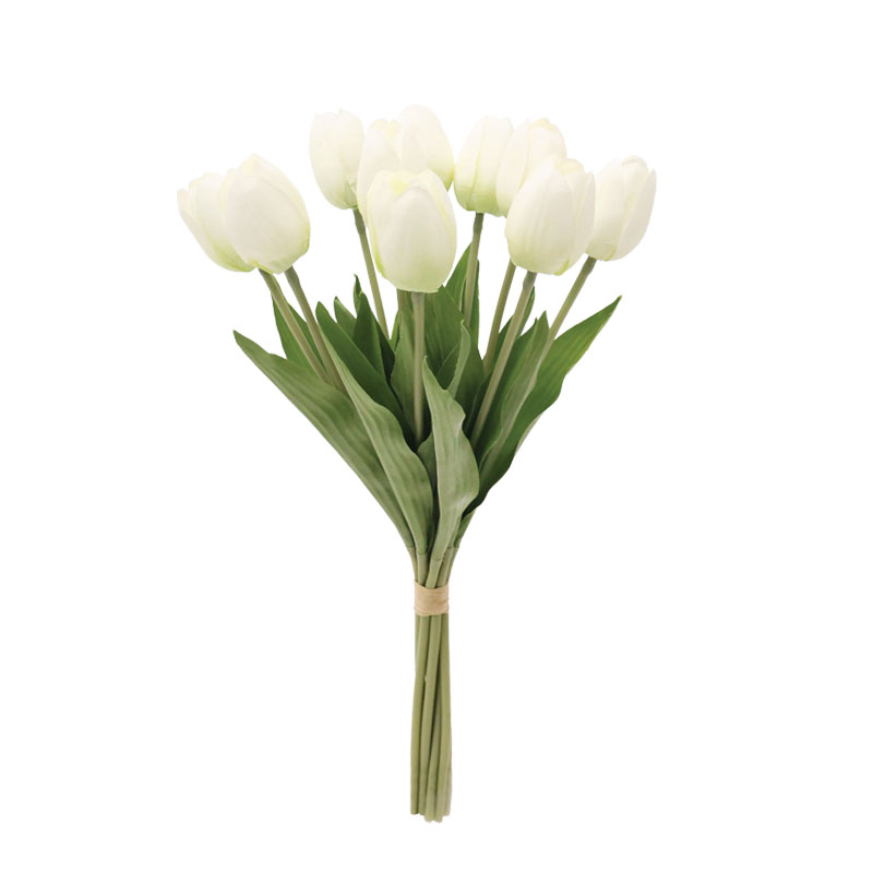 ΜΠΟΥΚΕΤΟ ΤΟΥΛΙΠΕΣ ΛΕΥΚΕΣ ΜΕ 10 ΑΝΘΗ - Φ14x45cm 24/192ΚΙΒ