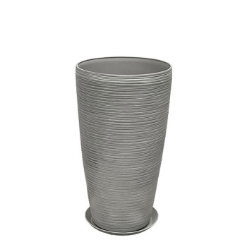 STONE POLYRESIN ΚΑΣΠΩ ΜΕ ΠΙΑΤΟ ΓΚΡΙ ΠΑΛΙΟ ΠΗΛΙΝΟ ΜΕΣΑΙΟ - Φ32x58cm