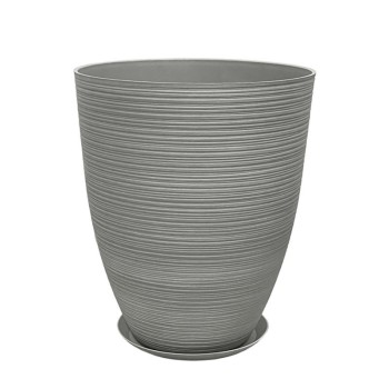 STONE POLYRESIN ΚΑΣΠΩ ΜΕ ΠΙΑΤΟ ΓΚΡΙ ΠΑΛΙΟ ΠΗΛΙΝΟ ΜΕΓΑΛΟ - Φ43x52.5cm