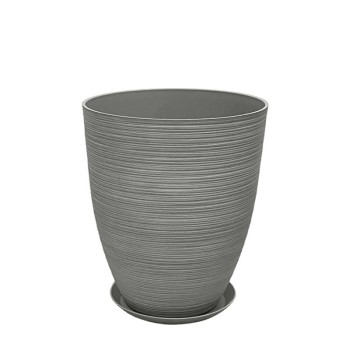 STONE POLYRESIN ΚΑΣΠΩ ΜΕ ΠΙΑΤΟ ΓΚΡΙ ΠΑΛΙΟ ΠΗΛΙΝΟ ΜΕΣΑΙΟ - Φ35x42.5cm