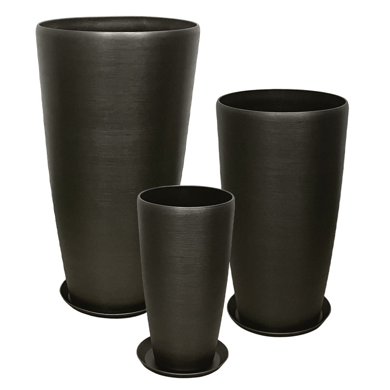 STONE POLYRESIN ΚΑΣΠΩ ΜΕ ΠΙΑΤΟ ΣΕΤ/6 ΓΚΡΙ ΟΨΙΔΙΑΝΟY - L:Φ40x75.5, M:Φ32x58, S:Φ23x42cm