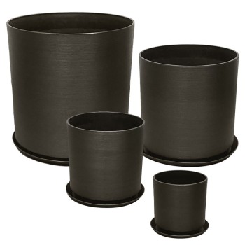 STONE POLYRESIN ΚΑΣΠΩ ΜΕ ΠΙΑΤΟ ΣΕΤ/8 ΓΚΡΙ ΟΨΙΔΙΑΝΟY - L:Φ43x43.5, M:Φ35x35, S:Φ28x28, XS:Φ21x21.8cm