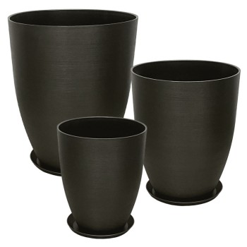 STONE POLYRESIN ΚΑΣΠΩ ΜΕ ΠΙΑΤΟ ΣΕΤ/6 ΓΚΡΙ ΟΨΙΔΙΑΝΟY - L:Φ43x52.5, M:Φ35x42.5, S:Φ28x34.5cm