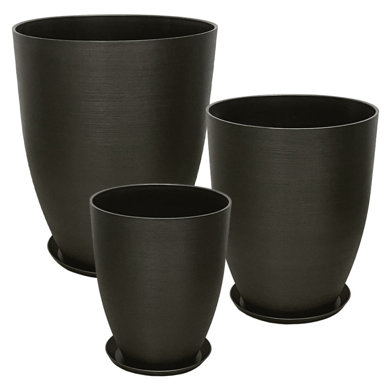 STONE POLYRESIN ΚΑΣΠΩ ΜΕ ΠΙΑΤΟ ΣΕΤ/6 ΓΚΡΙ ΟΨΙΔΙΑΝΟY - L:Φ43x52.5, M:Φ35x42.5, S:Φ28x34.5cm