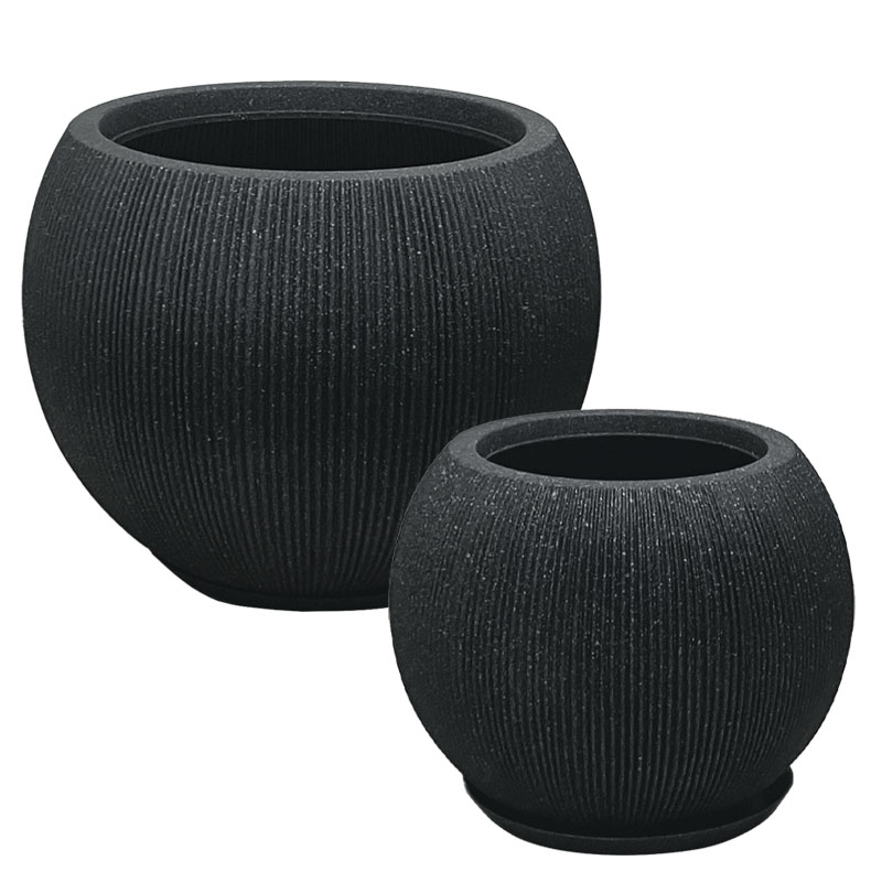 POLYRESIN ΚΑΣΠΩ ΜΕ ΠΙΑΤΟ ΣΕΤ/4 ΜΑΥΡΟ ΓΡΑΝΙΤΗ ΡΙΓΩΤΟ ΜΠΑΛΑ - L:Φ53x41.1, M:Φ37x30cm