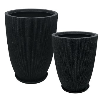 POLYRESIN ΚΑΣΠΩ ΜΕ ΠΙΑΤΟ ΣΕΤ/4 ΜΑΥΡΟ ΓΡΑΝΙΤΗ ΡΙΓΩΤΟ ΜΑΚΡΥ - L:Φ44x57.5, M:Φ37x48.5cm