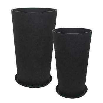 STONE POLYRESIN ΚΑΣΠΩ ΜΕ ΠΙΑΤΟ ΣΕΤ/4 ΜΑΥΡΟ ΑΝΘΡΑΚΙ ΚΩΝIKO ΨΗΛΟ - L:Φ45.5x76, M:Φ36.5x62cm