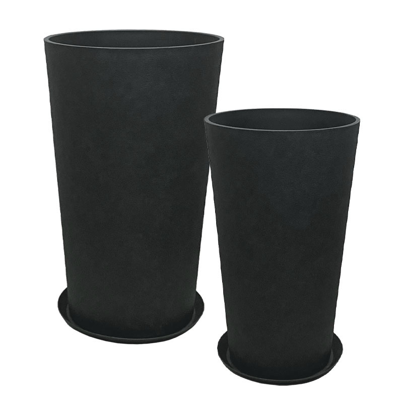 STONE POLYRESIN ΚΑΣΠΩ ΜΕ ΠΙΑΤΟ ΣΕΤ/4 ΜΑΥΡΟ ΑΝΘΡΑΚΙ ΚΩΝIKO ΨΗΛΟ - L:Φ45.5x76, M:Φ36.5x62cm