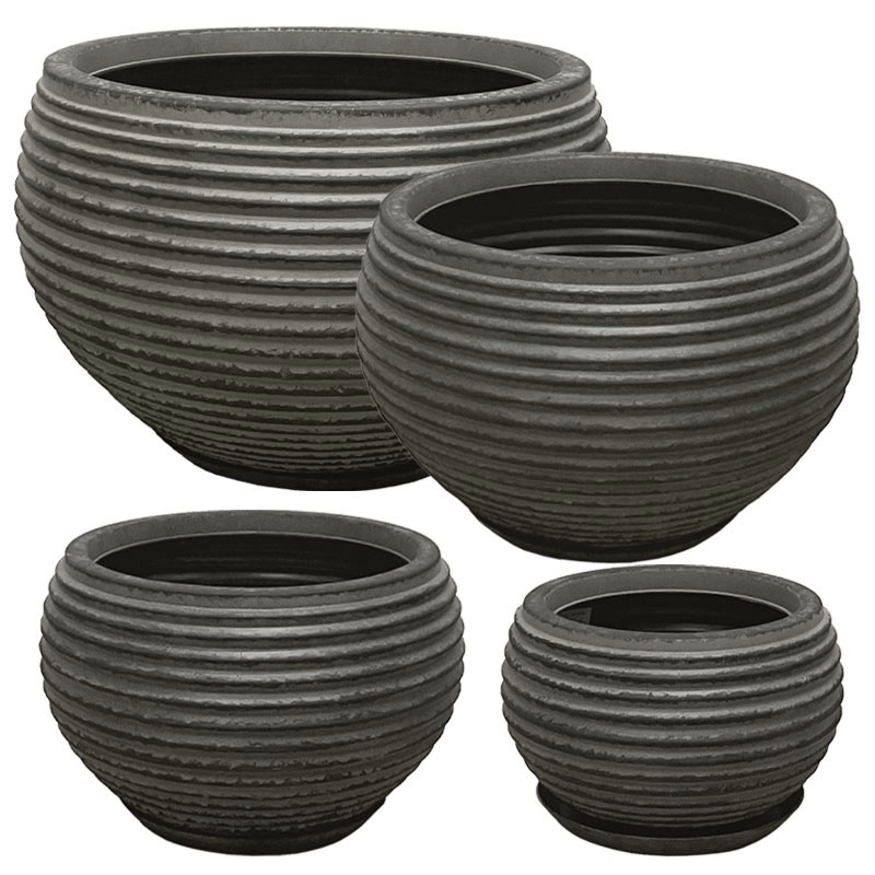 POLYRESIN ΚΑΣΠΩ ΜΕ ΠΙΑΤΟ ΣΕΤ/8 ΜΑΥΡΟ ΠΑΛΑΙΩΜΕΝΟ ΓΑΒΑΘΑ - L:Φ70x45.5, M:Φ53.5x35, S:Φ40.5x26, XS:Φ29x19cm