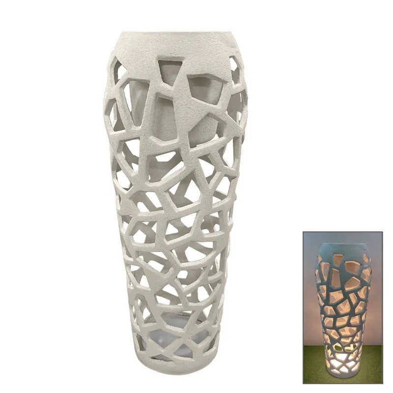 FIBERCLAY ΚΑΣΠΩ ΛΕΥΚΟ ΑΜΜΟΥ ΜΕ ΦΩΣ LED ΤΡΥΠΗΤΟ ΣΤΕΝΗ ΒΑΣΗ - Φ46x120cm 1/ΚΙΒ