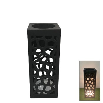 FIBERCLAY ΚΑΣΠΩ ΜΑΥΡΟ ΜΕ ΦΩΣ LED ΤΡΥΠΗΤΟ ΤΕΤΡΑΓΩΝΟ/ΟΡΘΟΓΩΝΙΟ - 30x30x80cm 1/ΚΙΒ