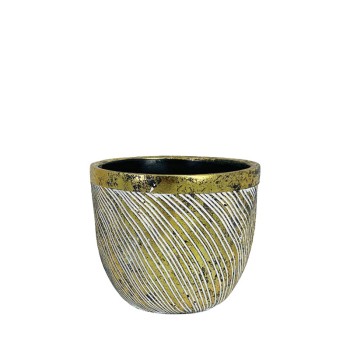 ΚΑΣΠΩ ΣΤΡΟΓΓΥΛΟ ΧΡΥΣΟ ΜΕ ΛΕΥΚΕΣ ΔΙΑΓΩΝΙΕΣ ΓΡΑΜΜΕΣ ΜΙΚΡΟ - Φ12.5x12cm 1/24ΚΙΒ