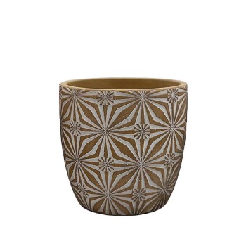 ΚΑΣΠΩ ΚΑΦΕ/ΛΕΥΚΟ ΣΤΡΟΓΓΥΛΟ ΜΟΤΙΒΟ ΑΝΘΗ ΜΕΣΑΙΟ - Φ15x14.5cm 1/12ΚΙΒ