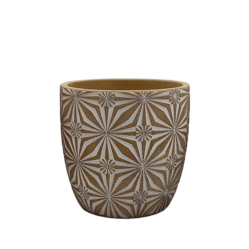 ΚΑΣΠΩ ΚΑΦΕ/ΛΕΥΚΟ ΣΤΡΟΓΓΥΛΟ ΜΟΤΙΒΟ ΑΝΘΗ ΜΕΣΑΙΟ - Φ15x14.5cm 1/12ΚΙΒ