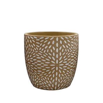 ΚΑΣΠΩ ΚΑΦΕ/ΛΕΥΚΟ ΣΤΡΟΓΓΥΛΟ ΜΟΤΙΒΟ ΠΕΤΑΛΑ ΑΝΘΕΩΝ ΜΕΣΑΙΟ - Φ15x14.5cm 1/12ΚΙΒ