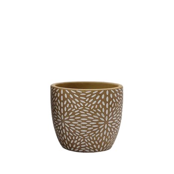 ΚΑΣΠΩ ΚΑΦΕ/ΛΕΥΚΟ ΣΤΡΟΓΓΥΛΟ ΜΟΤΙΒΟ ΠΕΤΑΛΑ ΑΝΘΕΩΝ ΜΙNI - Φ11x10.5cm  1/24ΚΙΒ