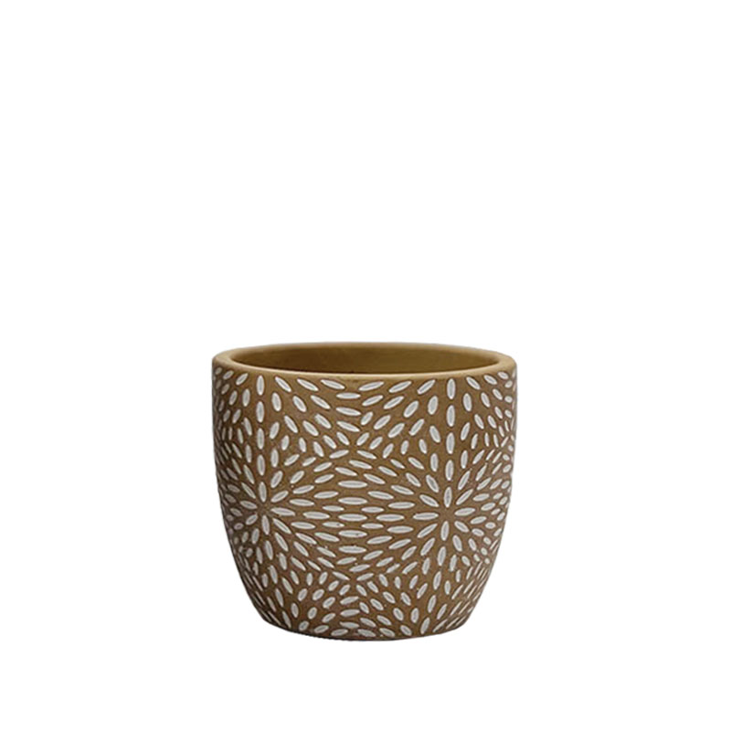 ΚΑΣΠΩ ΚΑΦΕ/ΛΕΥΚΟ ΣΤΡΟΓΓΥΛΟ ΜΟΤΙΒΟ ΠΕΤΑΛΑ ΑΝΘΕΩΝ ΜΙNI - Φ11x10.5cm  1/24ΚΙΒ