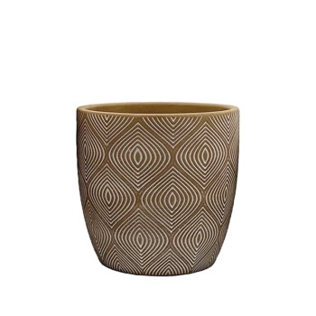 ΚΑΣΠΩ ΚΑΦΕ/ΛΕΥΚΟ ΣΤΡΟΓΓΥΛΟ ΜΟΤΙΒΟ ΣΧΗΜΑΤΑ ΜΕΣΑΙΟ - Φ15x14.5cm 1/12ΚΙΒ