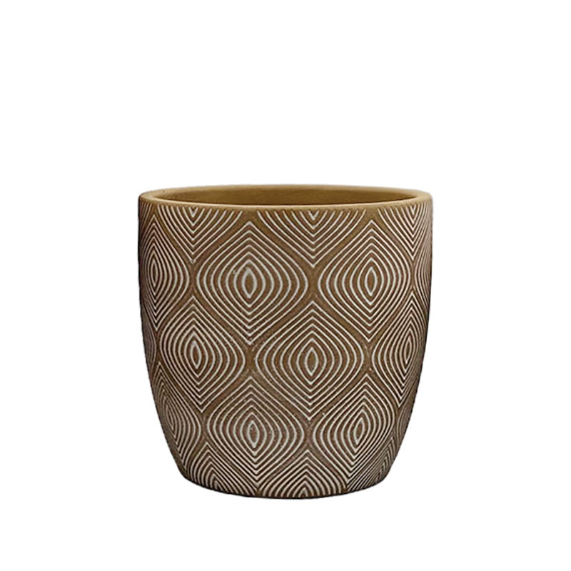 ΚΑΣΠΩ ΚΑΦΕ/ΛΕΥΚΟ ΣΤΡΟΓΓΥΛΟ ΜΟΤΙΒΟ ΣΧΗΜΑΤΑ ΜΕΣΑΙΟ - Φ15x14.5cm 1/12ΚΙΒ