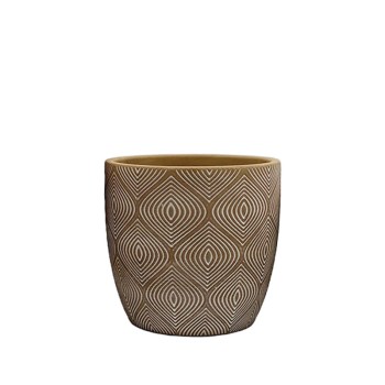 ΚΑΣΠΩ ΚΑΦΕ/ΛΕΥΚΟ ΣΤΡΟΓΓΥΛΟ ΜΟΤΙΒΟ ΣΧΗΜΑΤΑ ΜΙΚΡΟ - Φ13x12.5cm 1/18ΚΙΒ