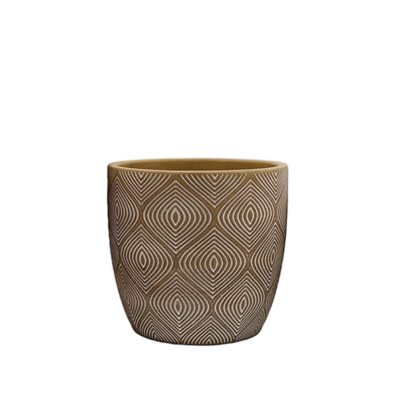 ΚΑΣΠΩ ΚΑΦΕ/ΛΕΥΚΟ ΣΤΡΟΓΓΥΛΟ ΜΟΤΙΒΟ ΣΧΗΜΑΤΑ ΜΙΚΡΟ - Φ13x12.5cm 1/18ΚΙΒ