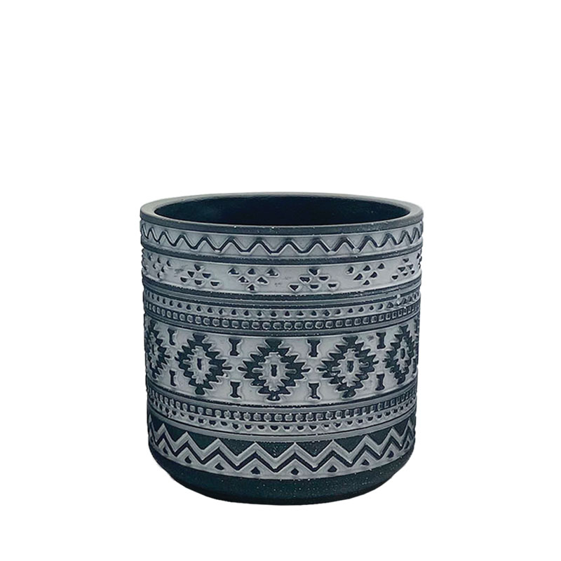 ΚΑΣΠΩ ΣΚΟΥΡΟ ΜΠΛΕ/ΛΕΥΚΟ ΣΤΡΟΓΓΥΛΟ MOTIBO ΜΠΟΧΟ ΜΕΣΑΙΟ - Φ15x14.5cm 1/12ΚΙΒ