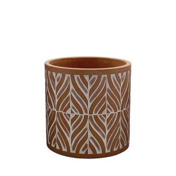 ΚΑΣΠΩ ΚΕΡΑΜΙΔΙ/ΛΕΥΚΟ ΣΤΡΟΓΓΥΛΟ MOTIBO ΣΧΗΜΑΤΑ ΜΕΣΑΙΟ - Φ15x14.5cm 1/12ΚΙΒ