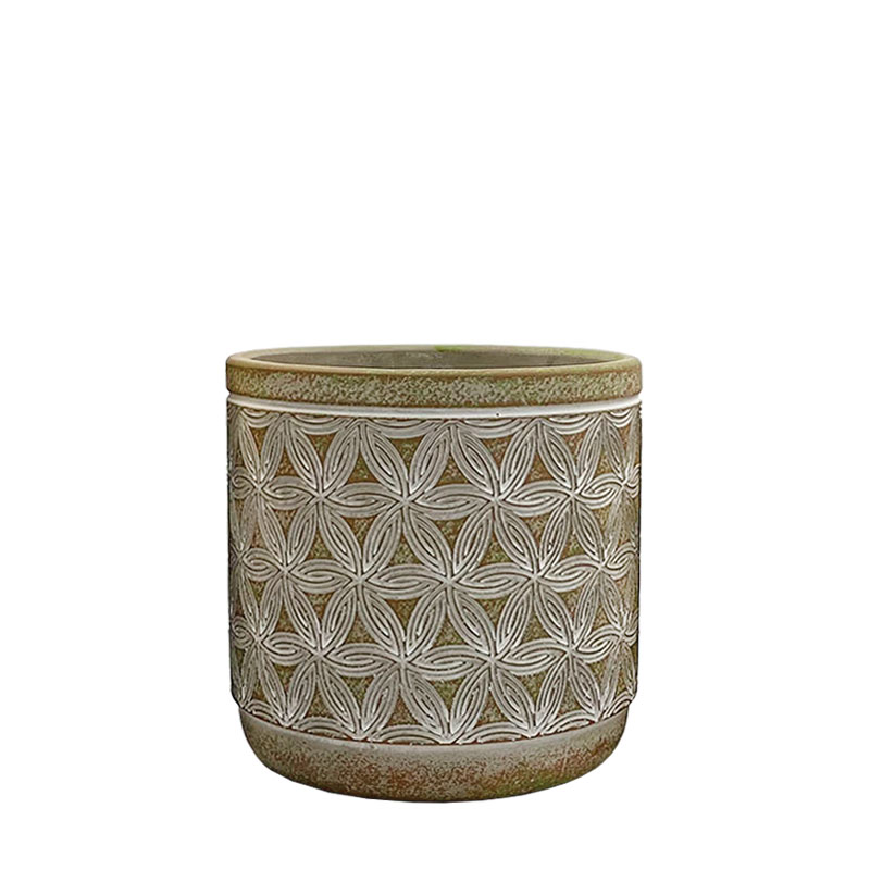 ΚΑΣΠΩ ΑΝΤΙΚΕ ΜΠΡΟΝΖΕ ΣΤΡΟΓΓΥΛΟ ΜΟΤΙΒΟ ΑΝΘΗ ΜΕΣΑΙΟ - Φ15x14.5cm 1/10ΚΙΒ