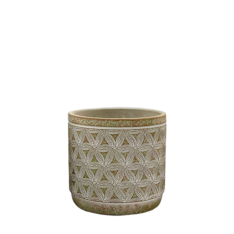 ΚΑΣΠΩ ΑΝΤΙΚΕ ΜΠΡΟΝΖΕ ΣΤΡΟΓΓΥΛΟ ΜΟΤΙΒΟ ΑΝΘΗ ΜIΚΡΟ - Φ13x12.5cm 1/18ΚΙΒ