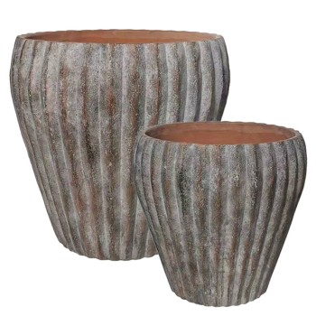 ΚΑΣΠΩ ΣΕΤ/2 ΣΤΡΟΓΓΥΛΟ ΓΚΡΙ/ΚΑΦΕ ΚΩΝΙΚΟ ΑΥΛΑΚΩΤΟ - L:Φ34.5x34.2, S:Φ28.2x28cm 1/ΚΙΒ