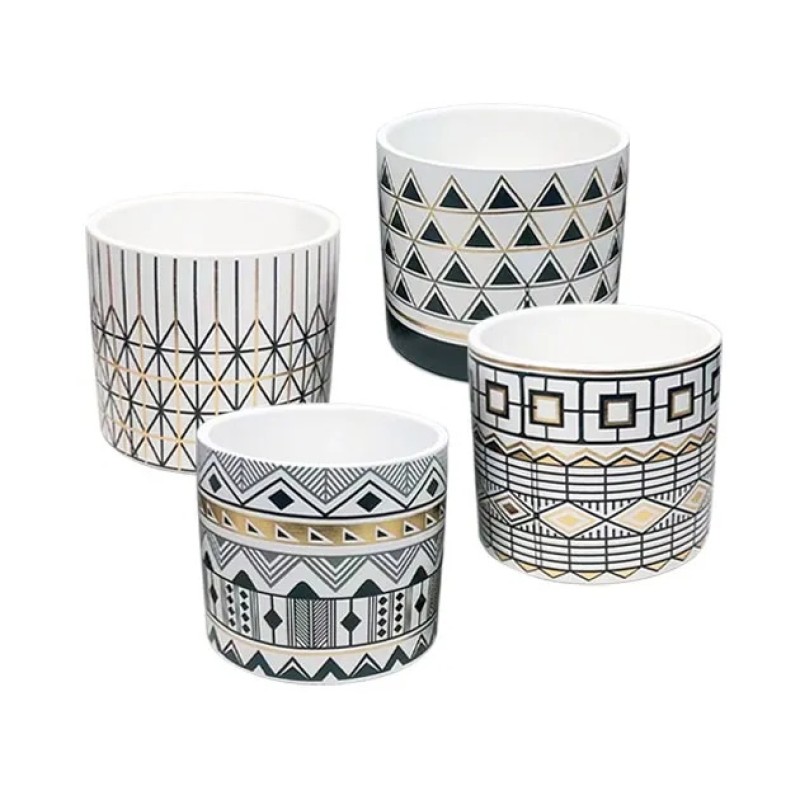 ΚΑΣΠΩ ΜΙΚΡΟ (4 ΣΧΕΔΙΑ ASS) ΨΗΦ. ΕΚΤΥΠΩΣΗ ΜΑΥΡΑ/ΧΡΥΣΑ ΓΕΩΜΕΤΡΙΚΑ ΜΟΤΙΒΑ - Φ11.5x10.5cm 4/48ΚΙΒ