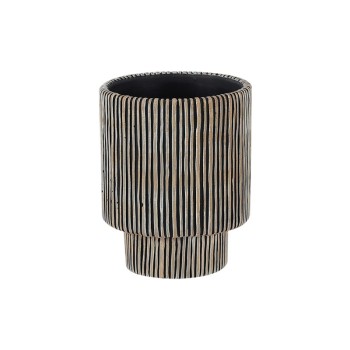 ΚΑΣΠΩ ΤΣΙΜΕΝΤΕΝΙΟ ΜΠΕΖ-ΜΑΥΡΟ ΣΤΡΟΓΓΥΛΟ ΓΡΑΜΜΩΤΟ ΜΕ ΒΑΣΗ Φ17.5x22cm - 1/4ΚΙΒ