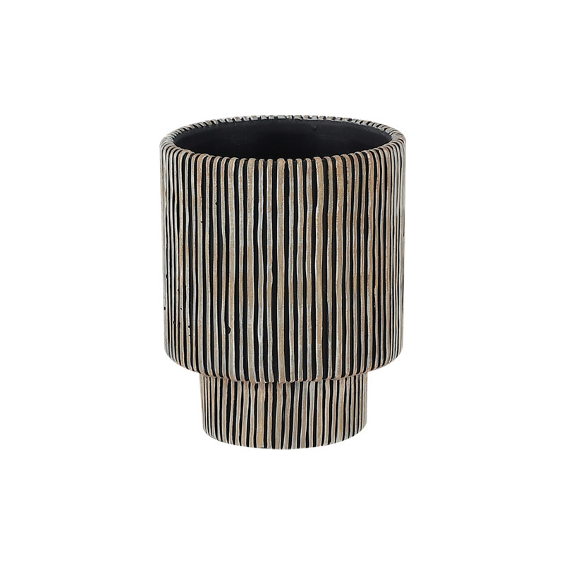 ΚΑΣΠΩ ΤΣΙΜΕΝΤΕΝΙΟ ΜΠΕΖ-ΜΑΥΡΟ ΣΤΡΟΓΓΥΛΟ ΓΡΑΜΜΩΤΟ ΜΕ ΒΑΣΗ Φ17.5x22cm - 1/4ΚΙΒ