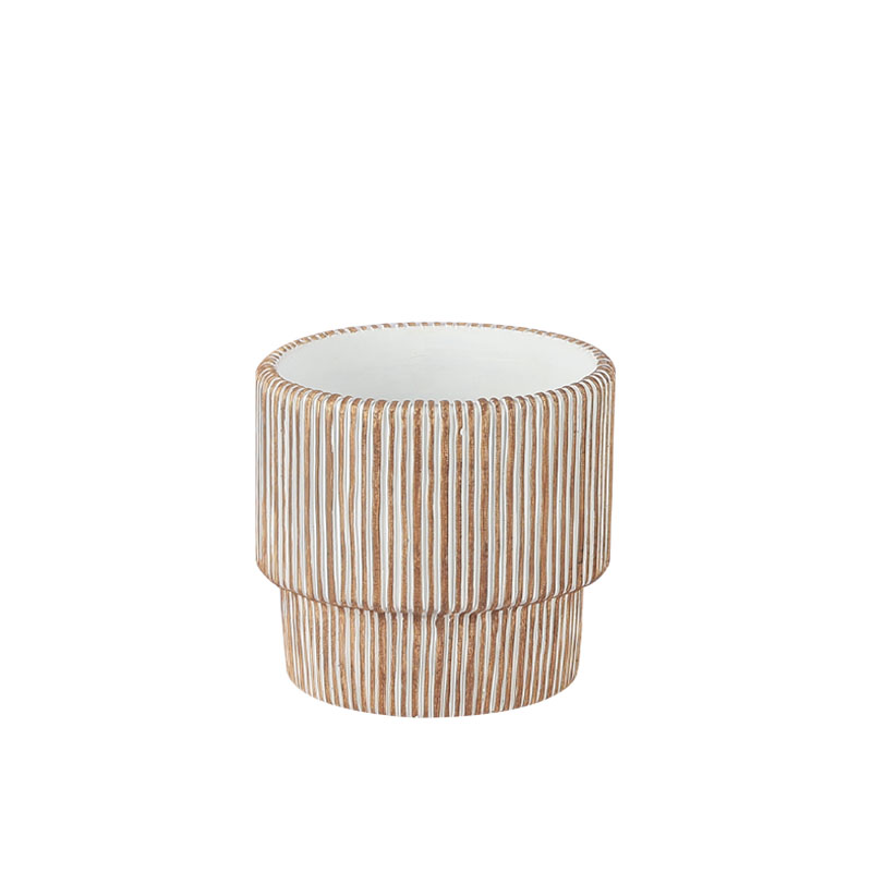 ΚΑΣΠΩ ΤΣΙΜΕΝΤΕΝΙΟ ΜΠΕΖ-ΛΕΥΚΟ ΣΤΡΟΓΓΥΛΟ ΓΡΑΜΜΩΤΟ Φ17.5x16cm - 1/6ΚΙΒ