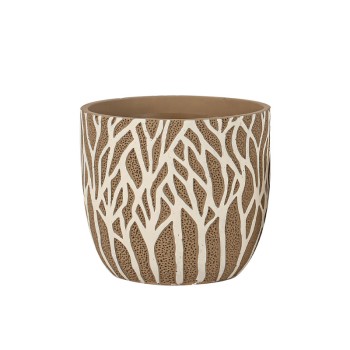 ΚΑΣΠΩ ΤΣΙΜΕΝΤΕΝΙΟ ΚΑΦΕ-ΛΕΥΚΟ ΣΤΡΟΓΓΥΛΟ ΚΛΑΔΙΑ ΔΕΝΤΡΑ Φ22x20cm - 1/4ΚΙΒ