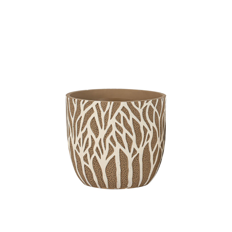 ΚΑΣΠΩ ΤΣΙΜΕΝΤΕΝΙΟ ΚΑΦΕ-ΛΕΥΚΟ ΣΤΡΟΓΓΥΛΟ ΚΛΑΔΙΑ ΔΕΝΤΡΑ Φ17x16cm - 1/8ΚΙΒ