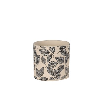 ΚΑΣΠΩ ΤΣΙΜΕΝΤΕΝΙΟ ΜΠΕΖ-ΜΑΥΡΟ ΣΤΡΟΓΓΥΛΟ ΜΕ ΦΥΛΛΑ Φ16.5x15cm - 1/12ΚΙΒ