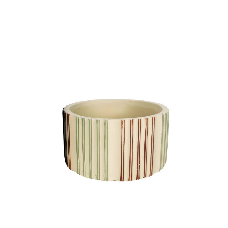 ΚΑΣΠΩ ΤΣΙΜΕΝΤΕΝΙΟ ΜΠΕΖ ΣΤΡΟΓΓΥΛΟ ΚΑΘΕΤΕΣ ΓΡΑΜΜΕΣ ΠΡΑΣΙΝΕΣ/ΚΟΚΚΙΝΕΣ - Φ16x8.5cm 18/ΚΙΒ