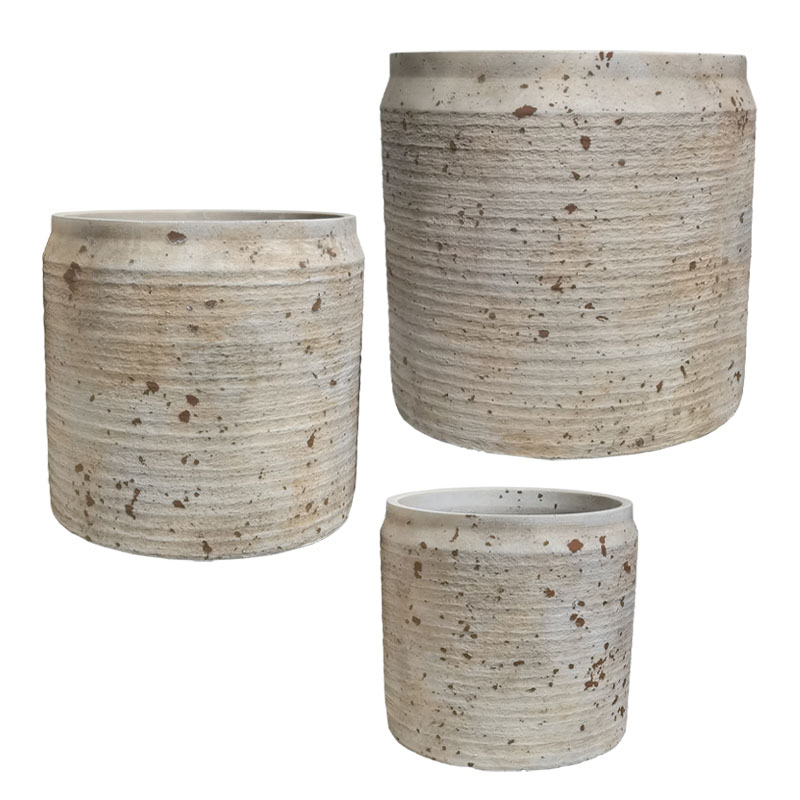 ΚΑΣΠΩ ΤΣΙΜΕΝΤΕΝΙΟ ΣΕΤ/3 ΜΠΕΖ ΠΑΛΑΙΩΜΕΝΟ ΓΡΑΜΜΩΤΟ ΜΕ ΠΙΤΣΙΛΙΕΣ - L:Φ30x30 M:Φ24.5x24 S:Φ20x19cm 72/ΠΑΛ