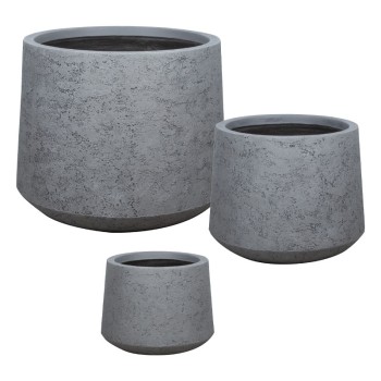 ΚΑΣΠΩ FIBERCLAY ΣΕΤ/3 ΓΚΡΙ ΤΣΙΜΕΝΤΟΥ ΚΩΝΙΚΟ ΚΟΝΤΟ - S:Φ30x24, M:Φ41x33, L:Φ55x44cm 20/ΠΑΛ