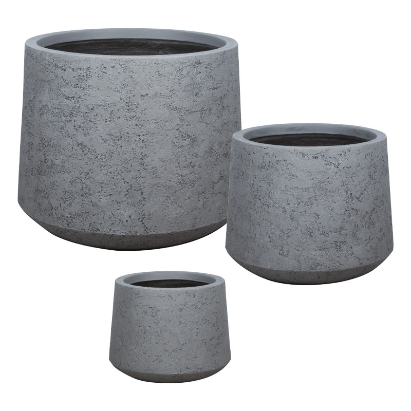 ΚΑΣΠΩ FIBERCLAY ΣΕΤ/3 ΓΚΡΙ ΤΣΙΜΕΝΤΟΥ ΚΩΝΙΚΟ ΚΟΝΤΟ - S:Φ30x24, M:Φ41x33, L:Φ55x44cm 20/ΠΑΛ