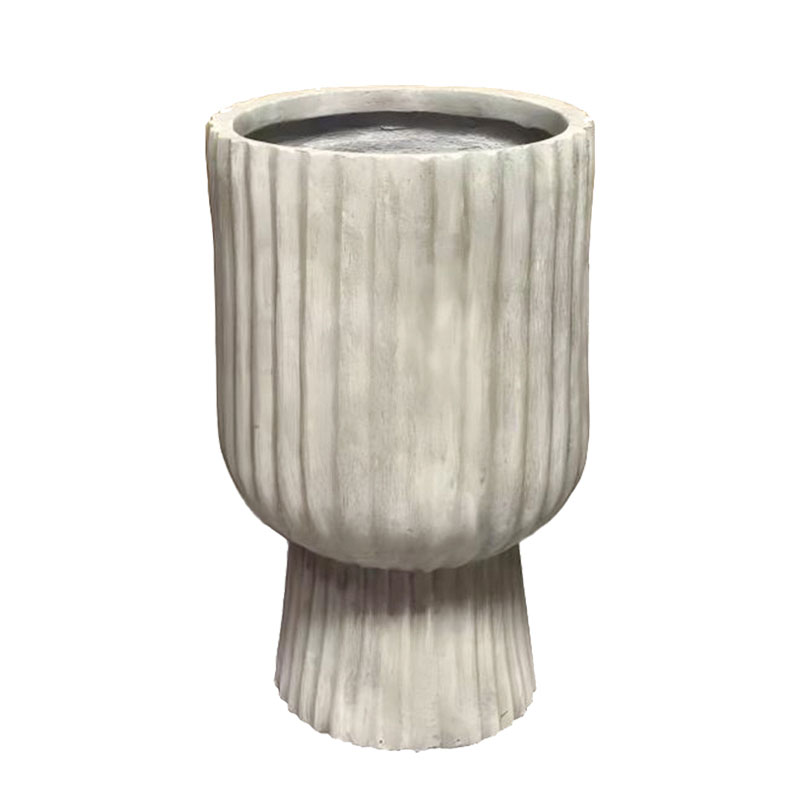 ΚΑΣΠΩ ΑΠΌ ΕΛΑΦΡΥ ΤΣΙΜΕΝΤΟ ΜΠΕΖ ΚΥΛΙΝΔΡΙΚΟ ΜΕ ΚΑΘΕΤΕΣ ΓΡΑΜΜΕΣ ΚΑΙ ΒΑΣΗ ΜΕΓΑΛΟ - Φ35x56cm