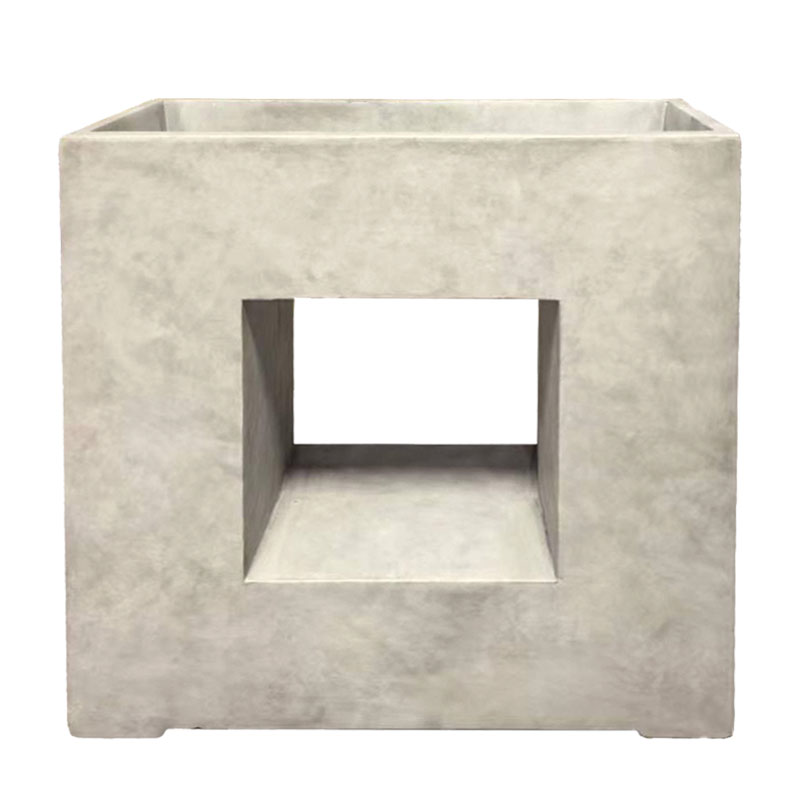 ΖΑΡΝΤΙΝΙΕΡΑ ΑΠΌ ΕΛΑΦΡΥ ΤΣΙΜΕΝΤΟ ΜΠΕΖ ΤΕΤΡΑΓΩΝΗ ΜΕ ΤΡΥΠΑ - 68.5x28x69.5cm