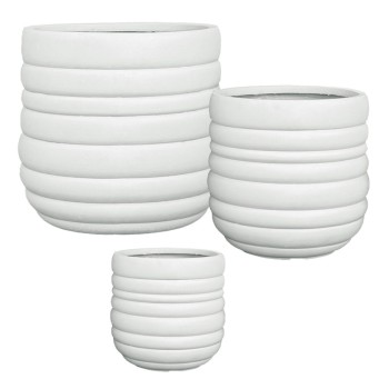 ΣΕΤ/3 ΚΑΣΠΩ ΑΠΌ ΕΛΑΦΡΥ ΤΣΙΜΕΝΤΟ ΛΕΥΚΟ ΣΤΡΟΓΓΥΛΟ ΜΕ ΓΡΑΜΜΕΣ - S:Φ30x28, M:Φ42x40, L:Φ54x51cm 1/ΚΙΒ