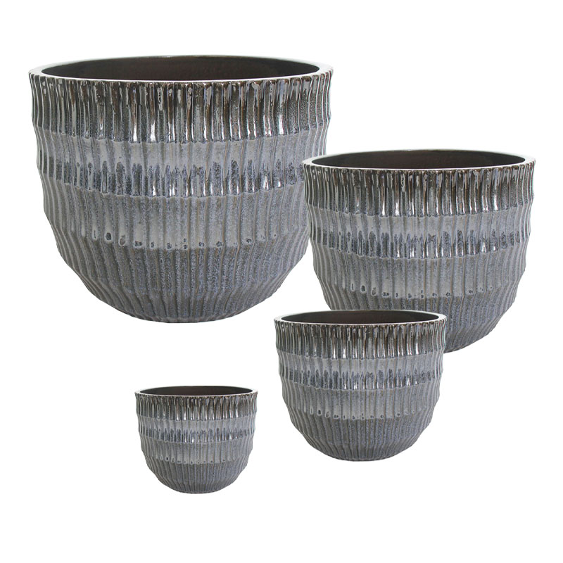 ΣΕΤ/4 ΚΑΣΠΩ ΠΗΛΙΝΑ ΓΚΡΙ ΣΤΡΟΓΓΥΛΑ ΑΝΑΓΛΥΦΑ - S:Φ16.5x13.5, M:Φ22x18, L:Φ28.5x24, XL:Φ36x29.5cm