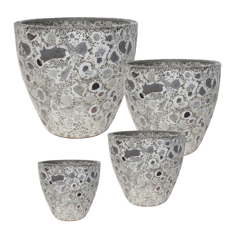 ΣΕΤ/4 ΚΑΣΠΩ ΠΗΛΙΝΑ ΓΚΡΙ ΣΤΡΟΓΓΥΛΑ ΤΥΠΟΥ ΠΑΛΑΙΩΜΕΝΑ - S:Φ21.5x20.5, M:Φ26.5x24.5, L:Φ36x31, XL:Φ44x37cm